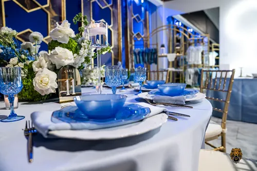 Elegant floral table setting at Opulence